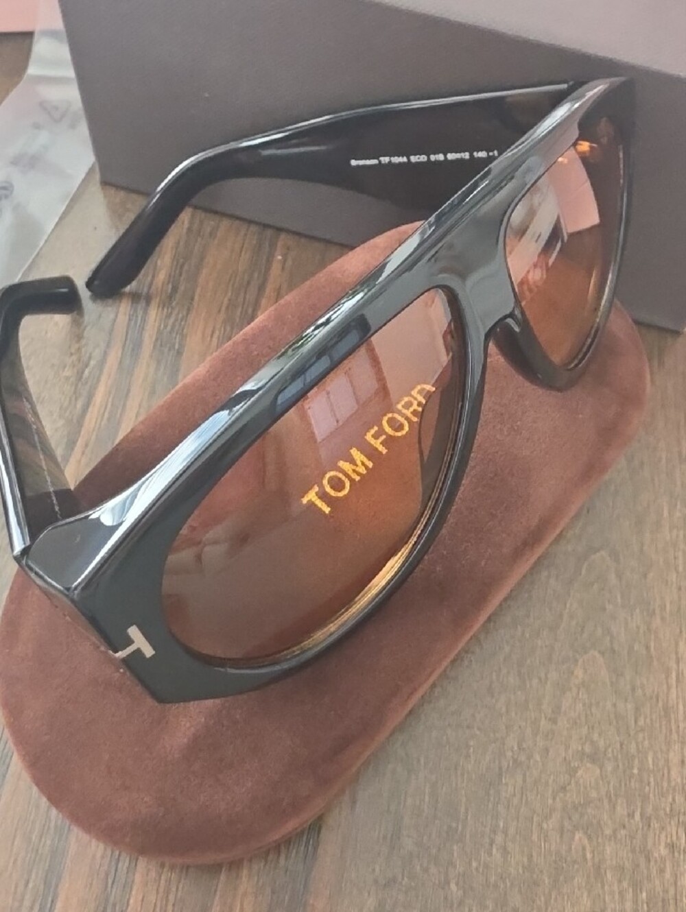 Tom Ford Black Shield Sunglasses with Brown Lenses - Picture 4 of 8